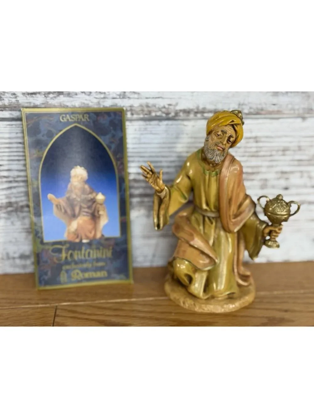 Vintage 1983 Fontanini Depose Italy #303 Wise Man GASPAR 7.5 Scale W/Story Card